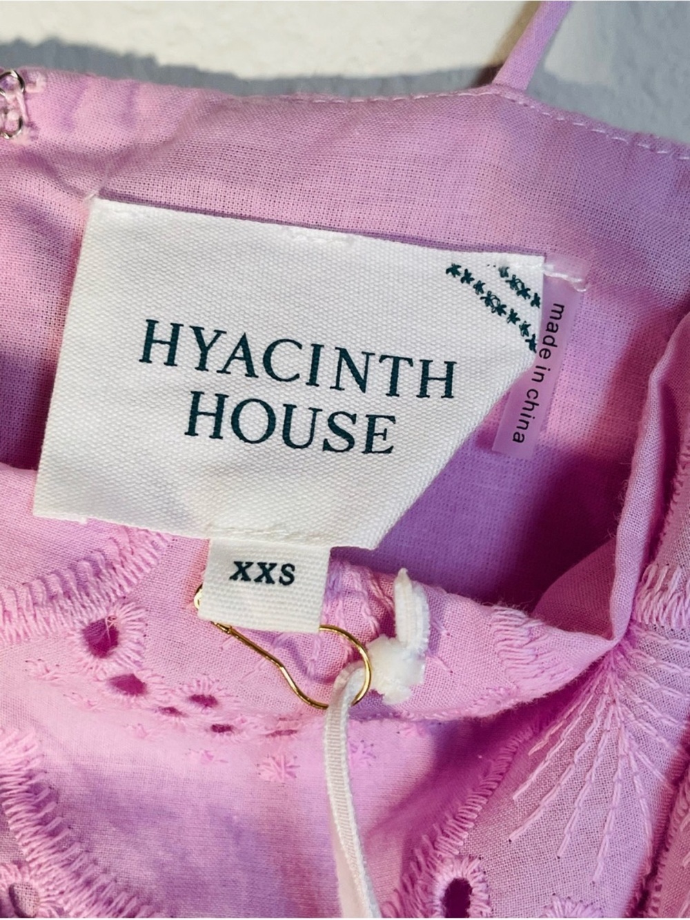 Hyacinth House NWT Lilac Eyelet Calla Top Size XXS Tuckernuck Tie Strap Tank - Picture 6 of 6